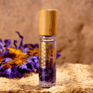 בושם קריסטלי ארומותרפי - לוטוס מסתורי וחלומי - אמטיסט, לוטוס כחול ויסמין