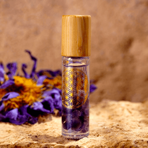 בושם קריסטלי ארומותרפי - לוטוס מסתורי וחלומי - אמטיסט, לוטוס כחול ויסמין